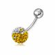 Yellow And White Crystal stone Ball With Navel Belly Ring