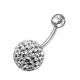 White Crystal stone Studded 12mm With SS Bar Navel Belly Ring