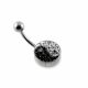 preciosa Crystal stone Ying Yang Design Belly Ring with steel Base FDBLY179 