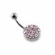 preciosa Crystal stone Curved Bar Navel Ring with steel Base