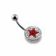 Red Crystal Star Studded With 316L Steel Bar Navel Ring