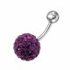 Purple Crystal Studded With SS Bar Belly Button Ring
