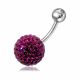 Silver With SS Curved Barbell Belly Button Ring With Pink Crystal stone