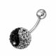 Multi Color Crystal stone In Ying Yang Style SS Banana Curved Belly Ring