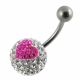 Pink Heart In Crystal stone Navel Ring FDBLY224