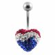 Fancy Mix Color Crystal Stone Heart With 316L Surgical Steel Curved Belly Ring 