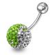 Green And White Crystal stone Jeweled SS Banana Bar Belly Ring FDBLY233