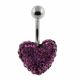 Fancy Crystal stone Heart With Banana Bar navel Belly Ring FDBLY278