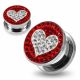 316L surgical steel Clear Heart on Red Background CZ Jeweled Tunnel