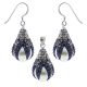 Multi Crystals Dragon Claw Setting over Synthetic Pearl 925 Sterling Silver Set Jewelry