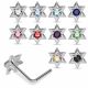 Hexagon Star shaped Single Stoned Rhinestone Jeweled 925 Sterling Silver Nose Pin