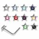 Pentagon Embossed Star Shaped Single Stoned Rhinestone Jeweled 925 Sterling Silver Nose Pin