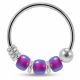925 Sterling Silver Double Toned Purple and Blue Triple Beaded Nose Hoop Ring