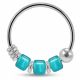 925 Sterling Silver Turquoise Blue Triple Beaded Nose Hoop Ring