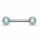 316L Surgical Steel Nipple Bar with CZ jeweled stone Ball