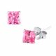 925 Sterling Silver Square Studs Earring With Pink Zirconia