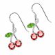 Fancy Jeweled Cherry Fruit Dangling 925 Sterling Silver Ear Ring