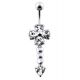 Gems Flower dangling Curved Belly Ring