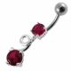 Jeweled Charms SS Curved Navel Ring