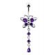 Jeweled Dangling Butterfly Design Belly Button Jewelry