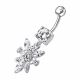 Dangling Jeweled Flower SS Navel Belly Ring