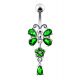  925 Sterling silver Butterfly With Flower Dangling Belly Ring