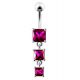 Triple Square Dangling  Belly Ring