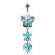 Butterfly and Flower Dangling Belly Bar