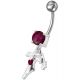 Fancy Jeweled With Single Stone Dangling Belly Ring