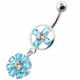 Jeweled Flower Hanging Navel Belly Bar