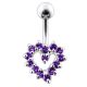 Jeweled Cut Out Heart Non-Moving Belly Ring