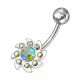 Jeweled Swirled Sun  Non-Moving Belly Ring