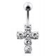 Multi Jeweled Cross Non-Moving Belly Ring
