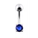 14 Gauge Fancy Jewelled Non-Moving Curved Bar Navel Ring