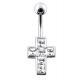 Jeweled Cross Belly Button Ring