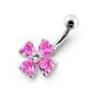 14 Gauge Jeweled Flower Belly Ring with 5mm top ball