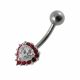 Jeweled Heart Design Belly Button Ring