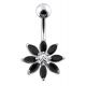 Silver Jeweled Flower With SS Curved Bar Belly Button Navel Ring