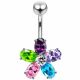 CZ Jeweled Flower Sterling Silver Belly Ring 