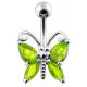 Jeweled Silver Butterfly With SS banana Bar Navel Ring