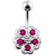 Jeweled Hibiscus Flower Non-Moving  Belly Ring