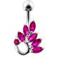 Jeweled Grapewine Leaf Non-Moving Belly Ring