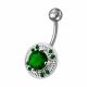 Fancy Mix Stones Jeweled Vinatge Design Non-Moving Curved Bar Belly Ring