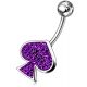925 Sterling Silver Fancy Black Jeweled Non-Moving Belly Ring