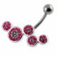 Fancy Multi Jeweled Multi O Silver SS Navel Belly Ring