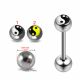316L Surgical Steel 14Gauge 14mm Length Tongue Barbell With 6mm Ying Yang Logo Ball