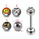 316L Surgical Steel 14G 14MM Threaded Straight Bar With Cartoon Face Logo Balls