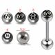316L Surgical Steel 14G 14MM Threaded Straight Bar With Number Logo Balls
