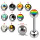 14G Surgical Steel 14MM Threaded Straight Bar With Photo Mix Logo Balls
