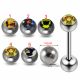 316L Surgical Steel 14G 16MM Threaded Straight Bar With Cartoon Mix Logo balls
